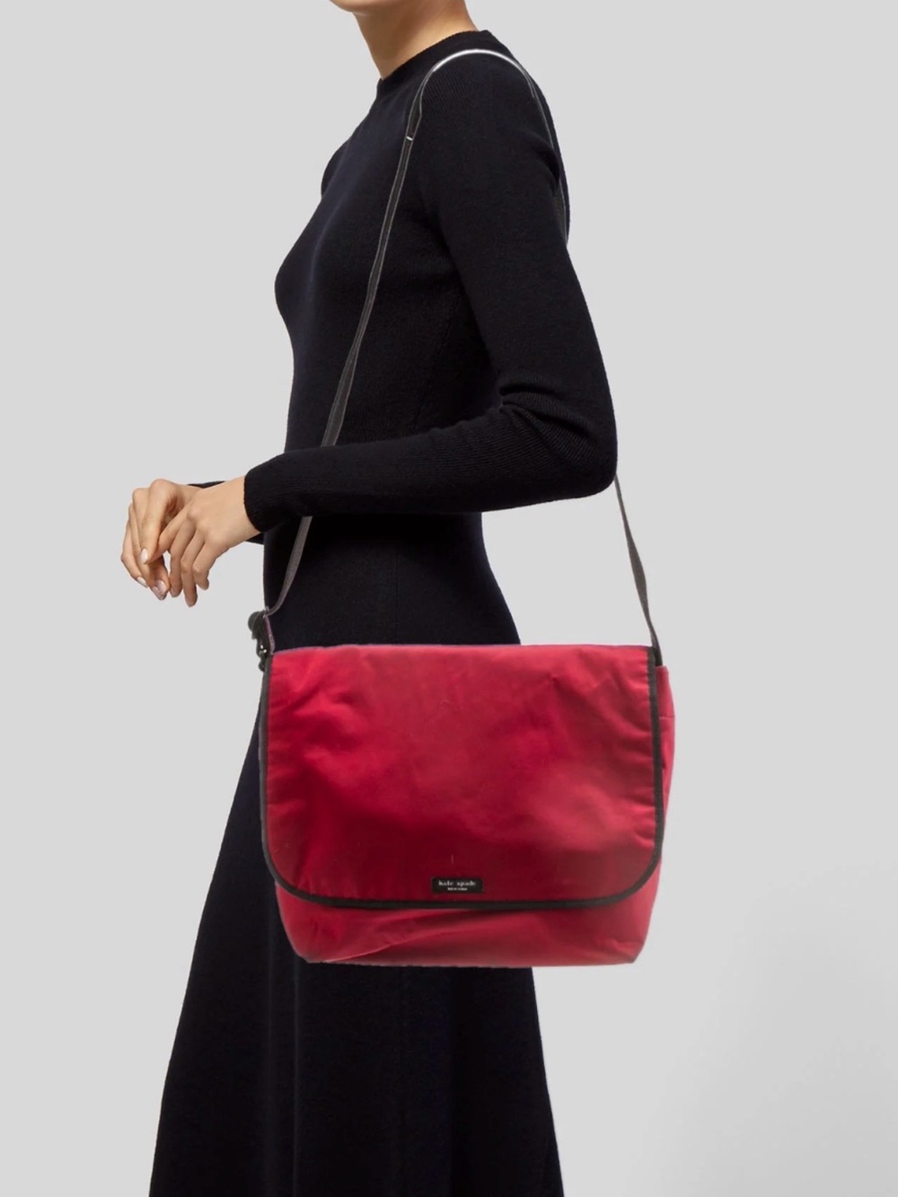 VINTAGE KATE SPADE NEW YORK RED NYLON MESSENGER BAG
